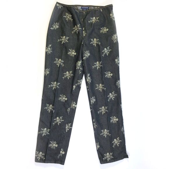 Ann Taylor Black High Rise Embroidered Ankle Pants Size 6 - Picture 1 of 7